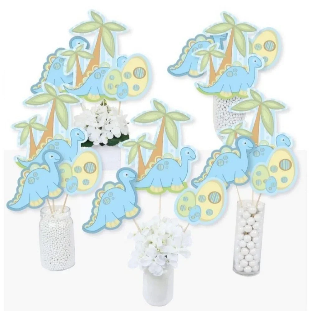 Baby Shower Dinosaur Decorations Lot Diaper Raffle Photo Backdrop Balloons Plate